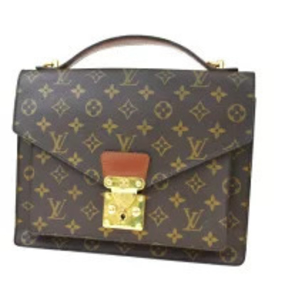 Louis Vuitton Handbags - Louis Vuitton Monceau Top Handle Bag Monogram Leather Brown